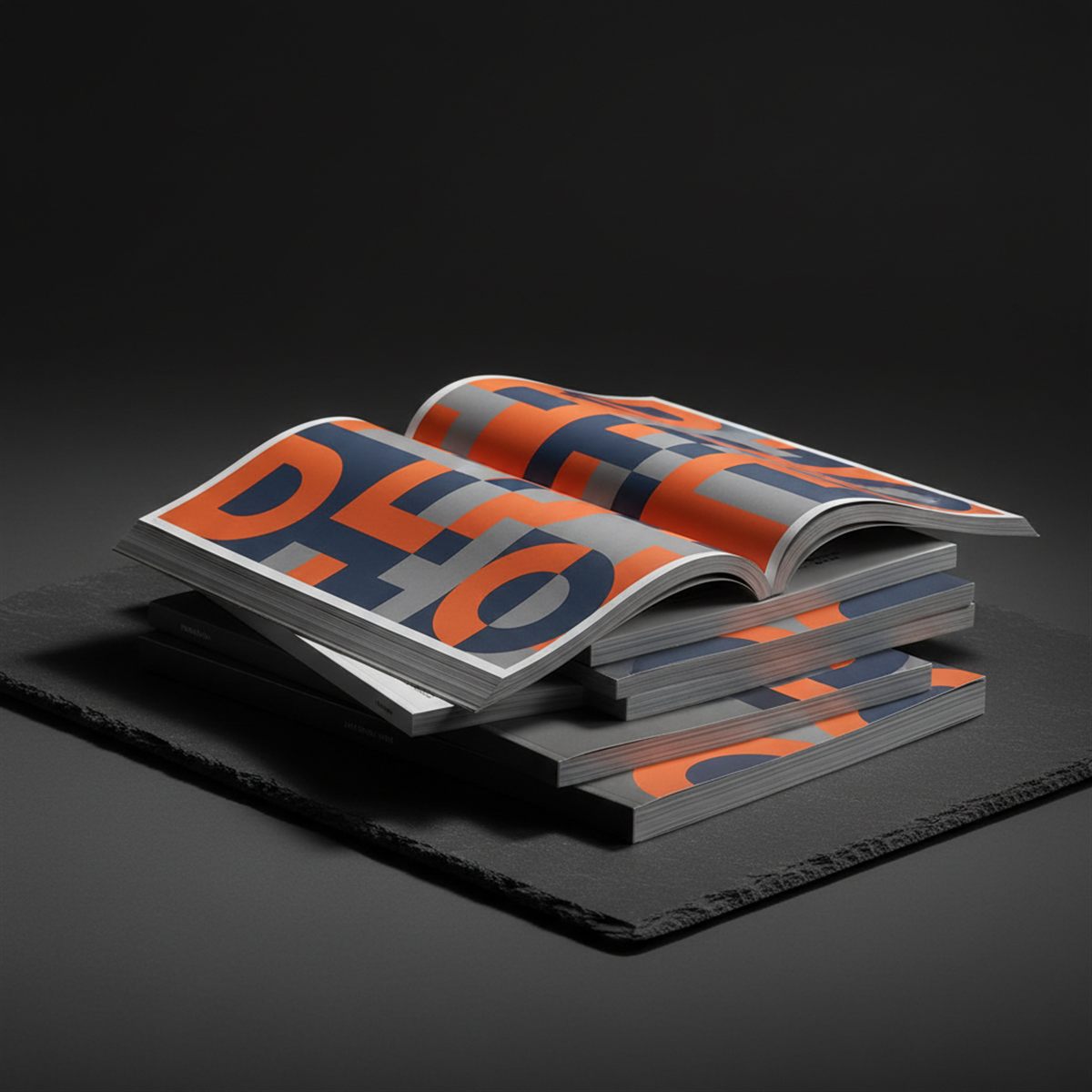 Corporate drukwerk: magazines en brochures in studio-licht